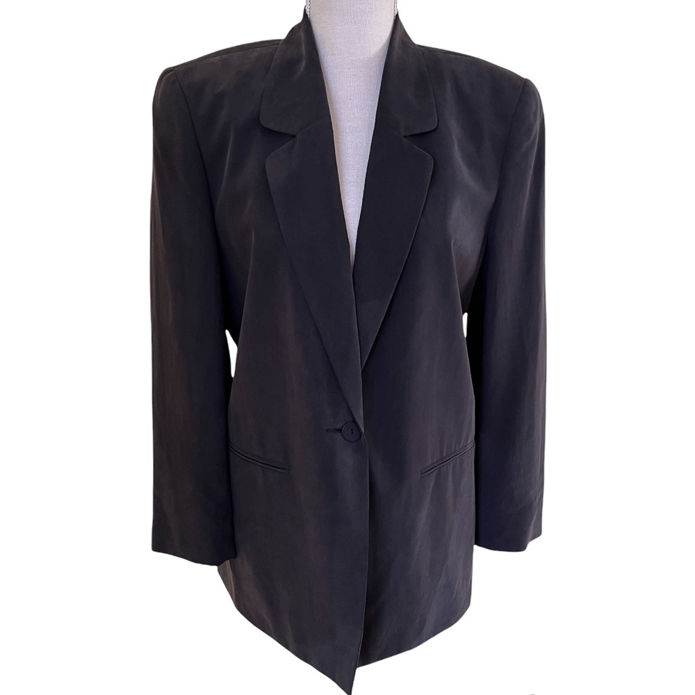 Saks Fifth Avenue "Real Clothes" Vintage Black Silk Blazer MP
